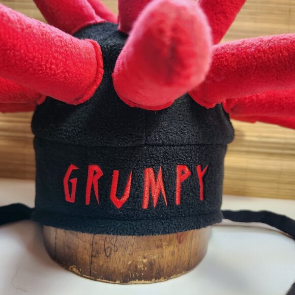 Jester Hat Grumpy Disneyland Resort Black and Red with Ties Adult One Size - Picture 2 of 6